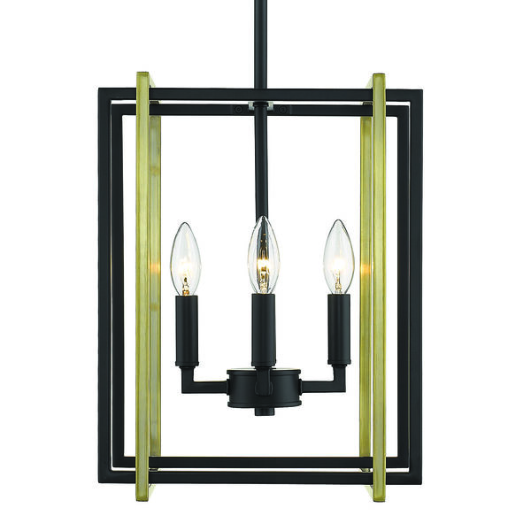 Tribeca Black and Aged Brass 12-Inch Four-Light Mini Chandelier, image 1
